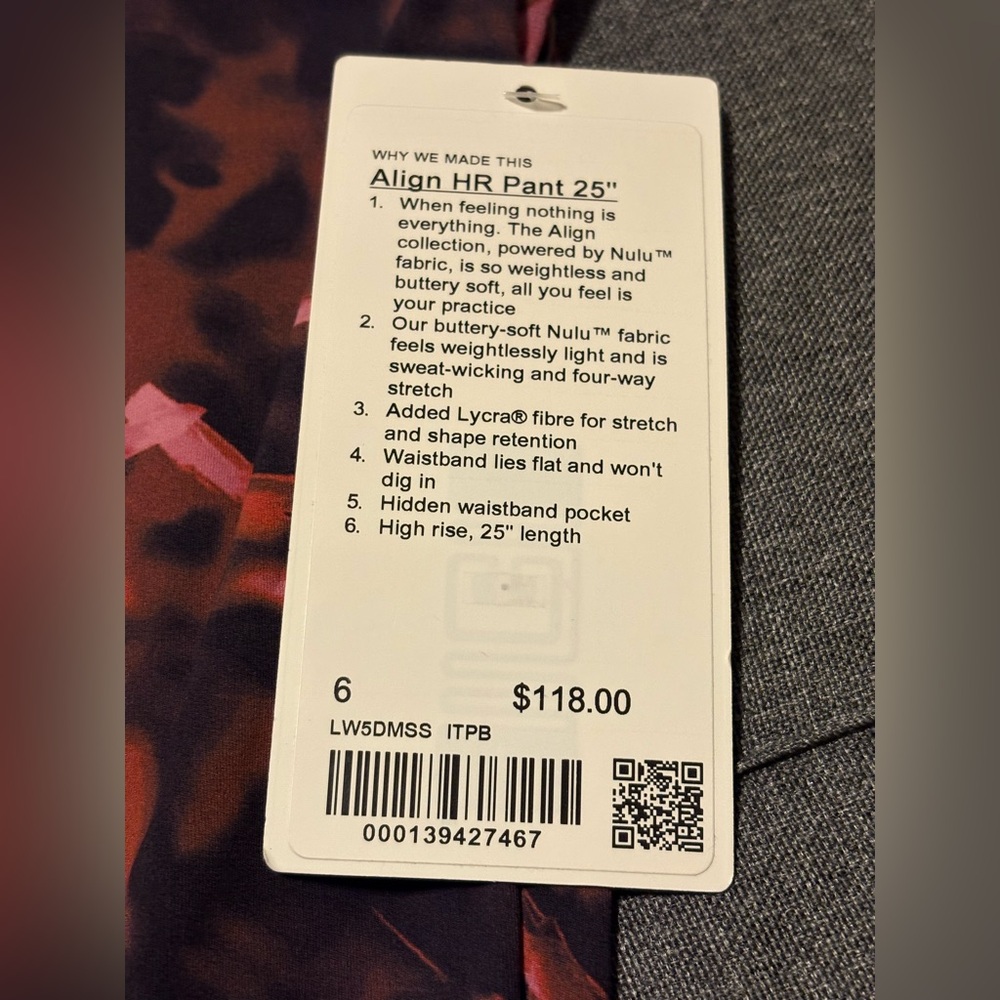 Lululemon Align High-Rise Pants Intensity Pink Blossom 25 in Leggings NWT - Picture 4 of 5